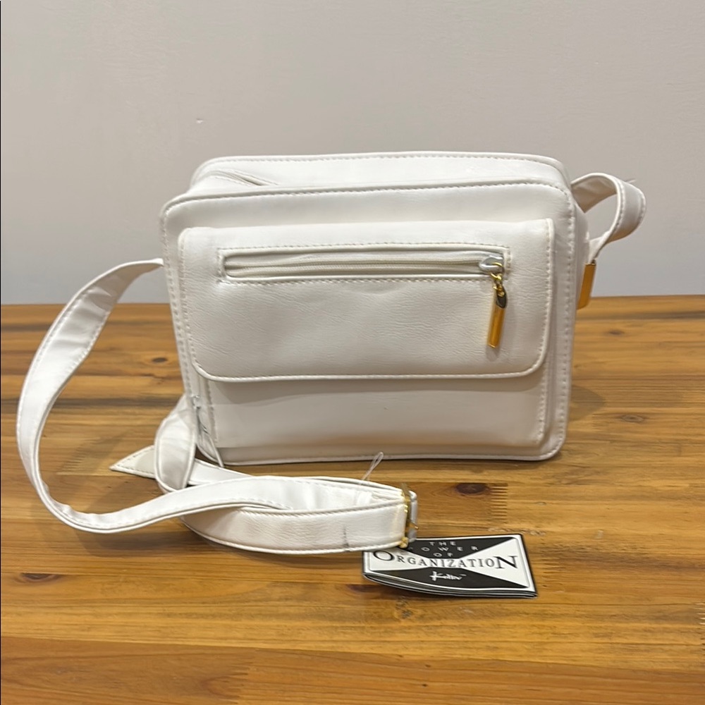 NWT 90s Vintage Faux Leather White Crossbody Bag